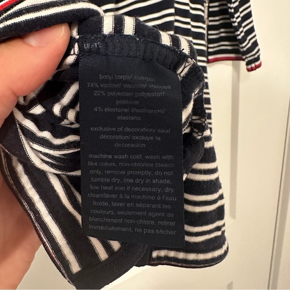 Tommy Hilfiger 3/4 Sleeve Blue White Striped Boat Neck Shirt Size Small Women’s - Picture 10 of 10